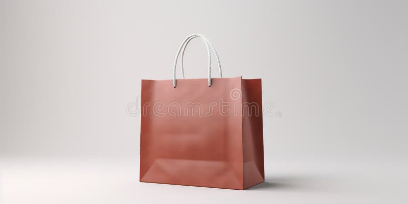 Handgearbeitete Karamellacktasche mit geschwungenen Griffen in einer realistischen 3D-Darstellung lizenzfreie abbildung
