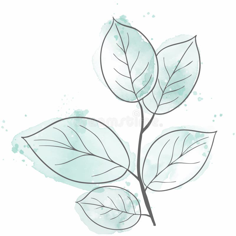 Handgemalter Aquarellhintergrund von Blättern stock abbildung