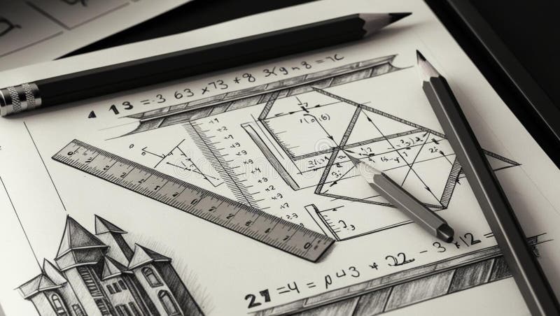 Handgezeichneter Stil auf einem Papier Konzept der Bildung Mathematik und Wissenschaft. Generative AI vektor abbildung