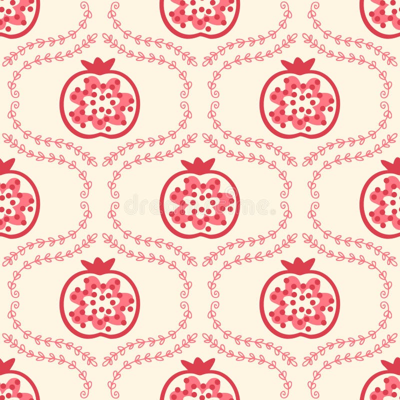 Handgezogener Damast-Stil Granatapfel Früchte Vektor nahtlos Muster. perfekter Kunstdruck für Bannerkartenpapier aus Spinnstoffen vektor abbildung