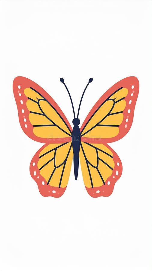 Handgezogener Schmetterling im flachen Stil isoliert auf weißem Hintergrund. vektor abbildung