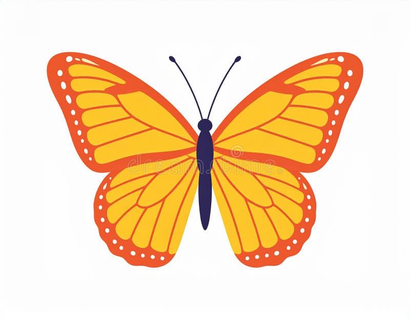 Handgezogener Schmetterling im flachen Stil isoliert auf weißem Hintergrund. stock abbildung