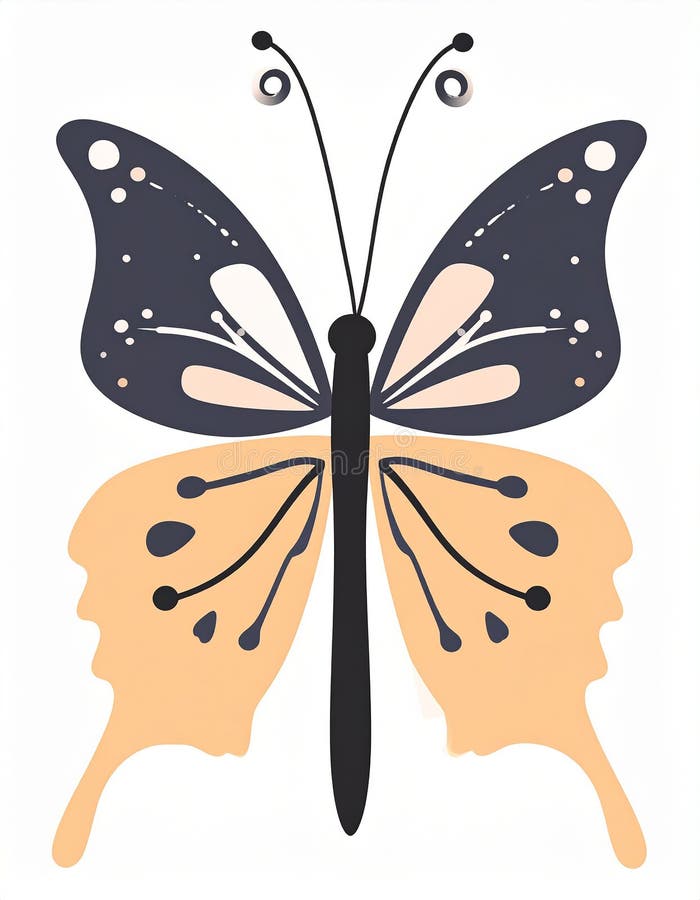 Handgezogener Schmetterling im flachen Stil isoliert auf weißem Hintergrund. stock abbildung