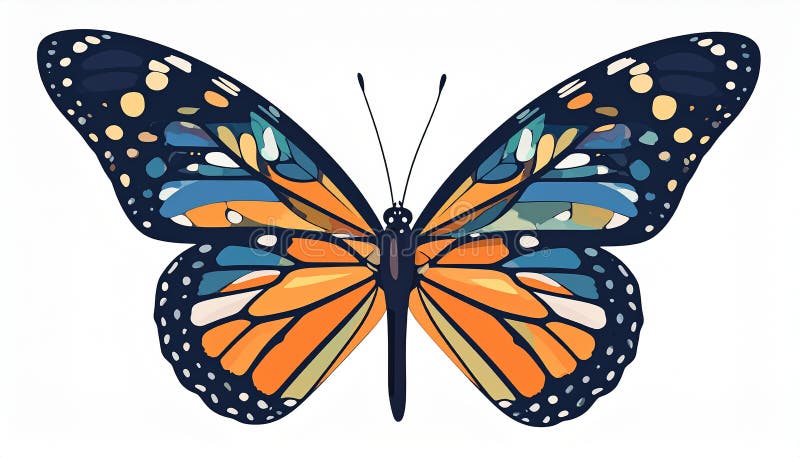 Handgezogener Schmetterling im flachen Stil isoliert auf weißem Hintergrund. vektor abbildung