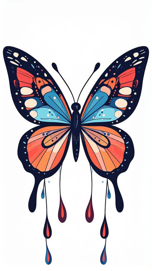 Handgezogener Schmetterling im flachen Stil isoliert auf weißem Hintergrund. vektor abbildung
