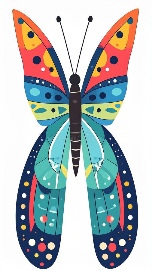 Handgezogener Schmetterling im flachen Stil isoliert auf weißem Hintergrund. stock abbildung