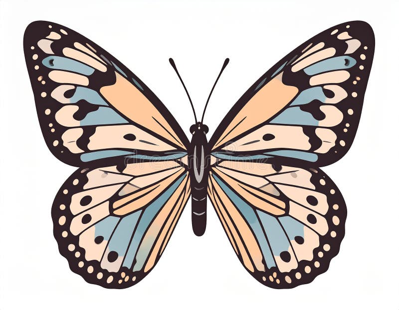 Handgezogener Schmetterling im flachen Stil isoliert auf weißem Hintergrund. vektor abbildung