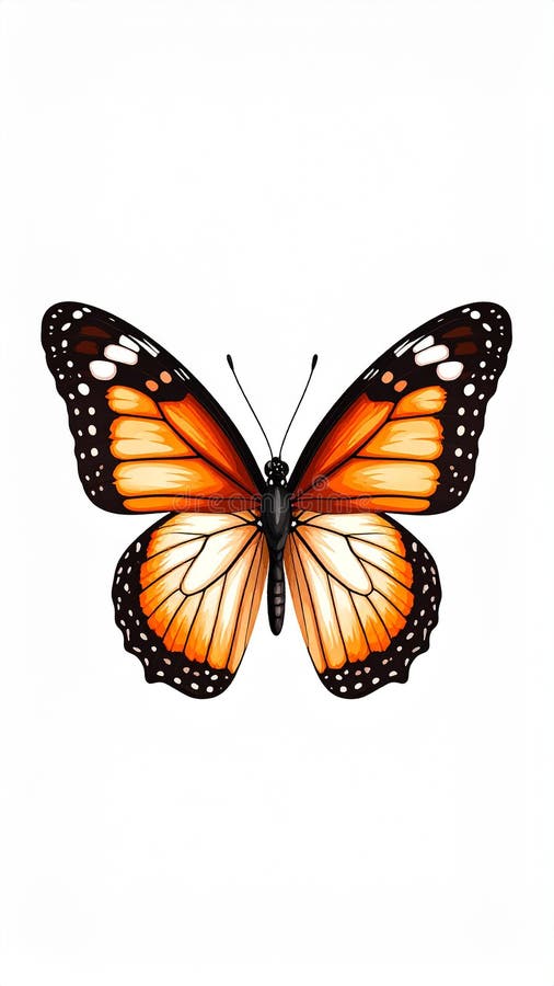 Handgezogener Schmetterling im flachen Stil isoliert auf weißem Hintergrund. stock abbildung