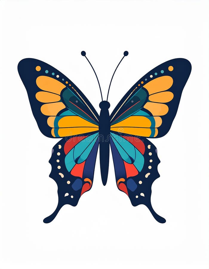 Handgezogener Schmetterling im flachen Stil isoliert auf weißem Hintergrund. vektor abbildung