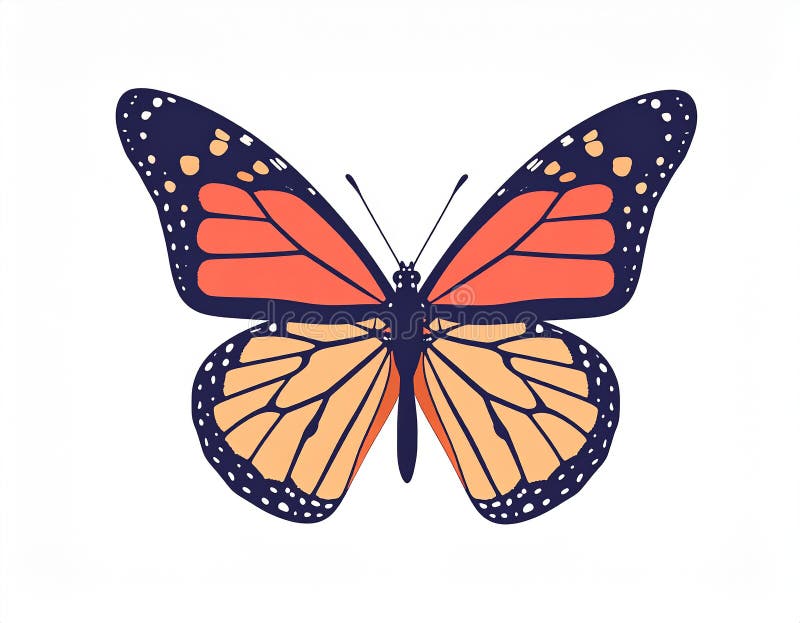 Handgezogener Schmetterling im flachen Stil isoliert auf weißem Hintergrund. vektor abbildung