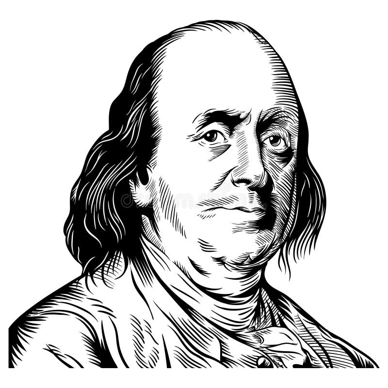 Hand drawn  portrait. Benjamin Franklin. you can use any size as you want with  format. Hand drawn  portrait. Benjamin Franklin. you can use any size as you want with  format.