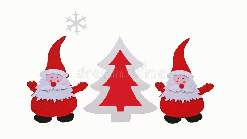 Handgjord julsammansättning Teckning av det Santa Claus och för nytt år trädet som göras av limmade stycken av filt och kryssfane