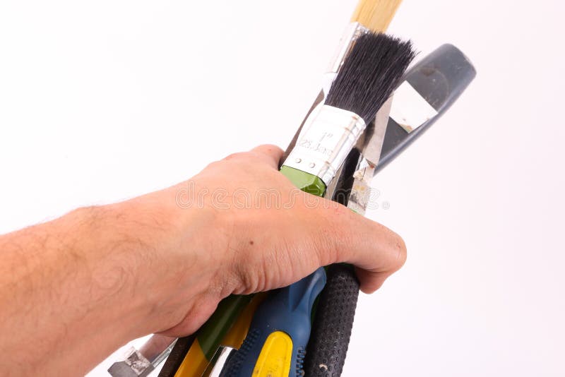 Handgreep vele hulpmiddelen stock afbeeldingen