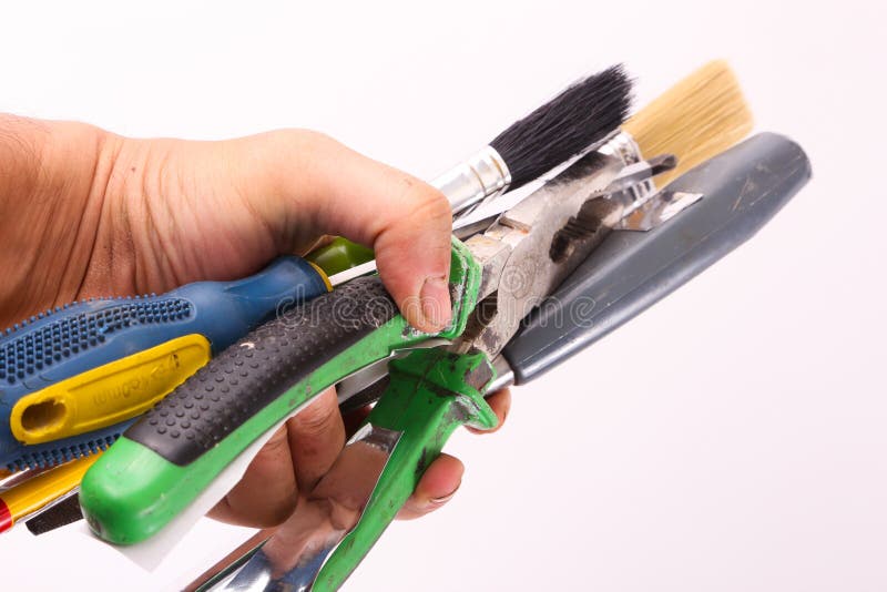 Handgreep vele hulpmiddelen royalty-vrije stock afbeeldingen