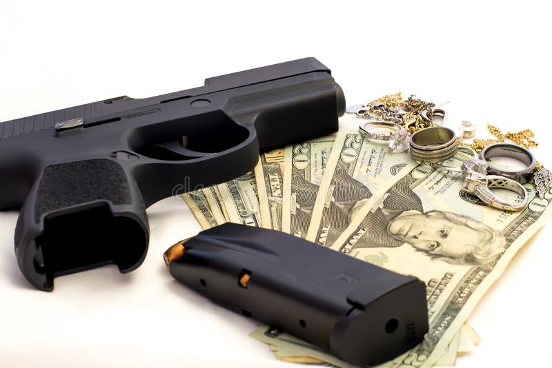 Handgun Bullets Crime Rights Gun Money Crime Jewelry