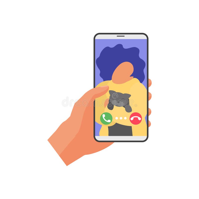 Handheld-Mobiltelefon mit Videoanruf auf dem Bildschirm für Online-Konversation vektor abbildung