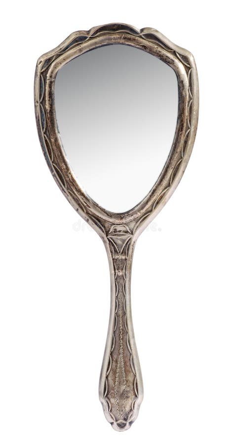 Handheld spegel för tappningsilverdamer royaltyfria foton