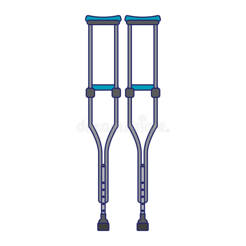 Handicap Crutches Isolated Blue Lines Stock Vector Illustration of