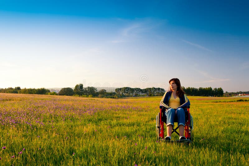 Handicapped woman on wheelchair stock photography Handicapped woman on wheelchair stock photography