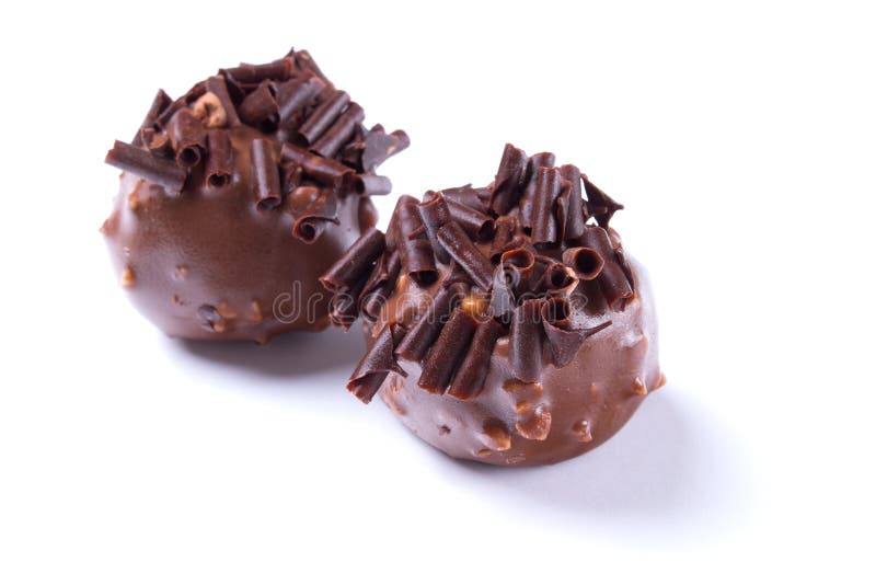 Handicrafted truffles isolated on white royalty free stock images