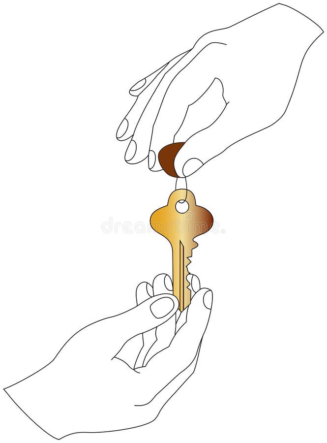 Handing over the key royalty free illustration