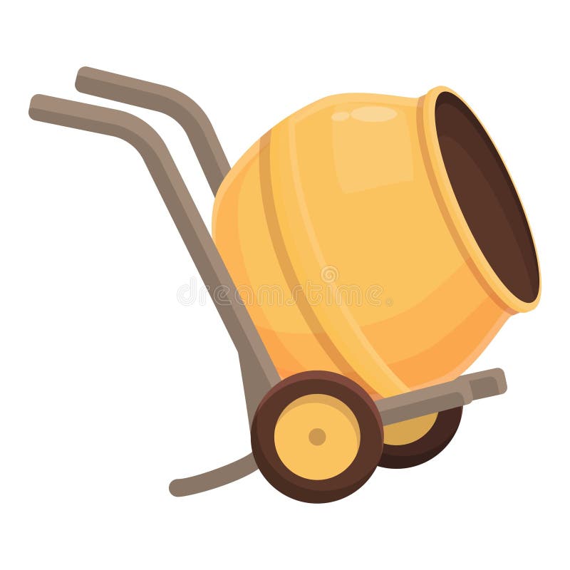 Handle cement mixer icon cartoon vector. Concrete machine royalty free illustration