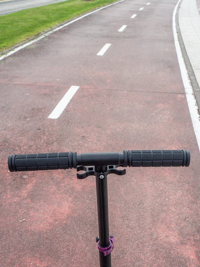 Handlebar Scooter on Bike Path Stock Image Image of active, scooter