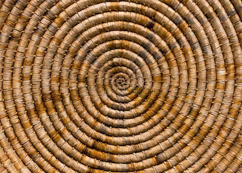 Handmade Antique Work Weaving Natural Material Background. Spiral
