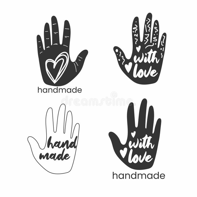 Handmade labels. Made with love badges. Vintage design elements. Vector.  Isolated. Stock Vector