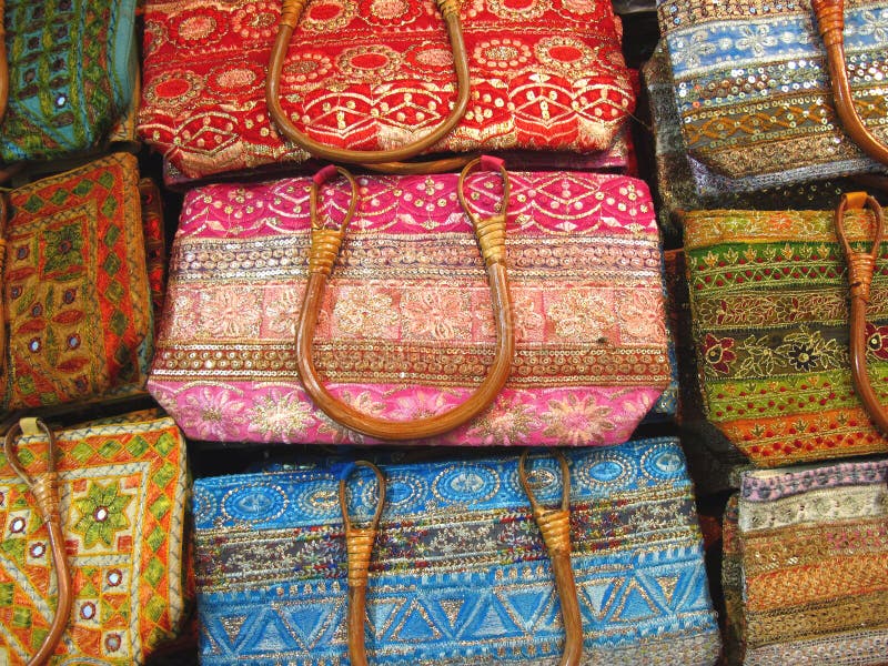 Close-up View Of Indian Handmade Bags In Shop Display Stock Photo, Picture  and Royalty Free Image. Image 193352125.
