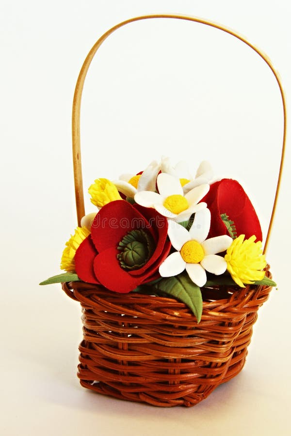 Handmade basket with artificial flowers