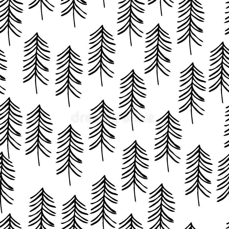 Handmade Black and White Drawing. Herringbone Pattern. Stock Vector