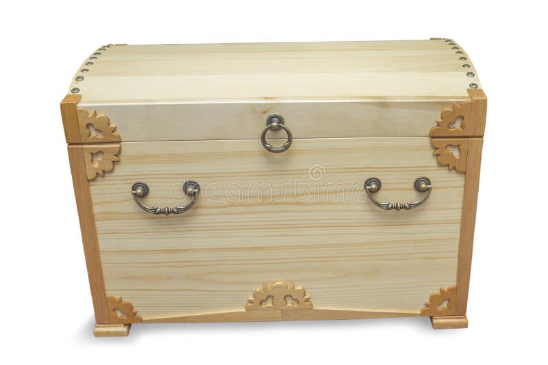 An Old Chest Made of Wood and Leather with an Iron Handle and Lock