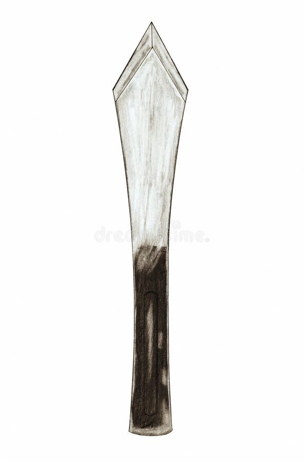 Hand painted drawing of classic type of throwing knife royalty free illustration
