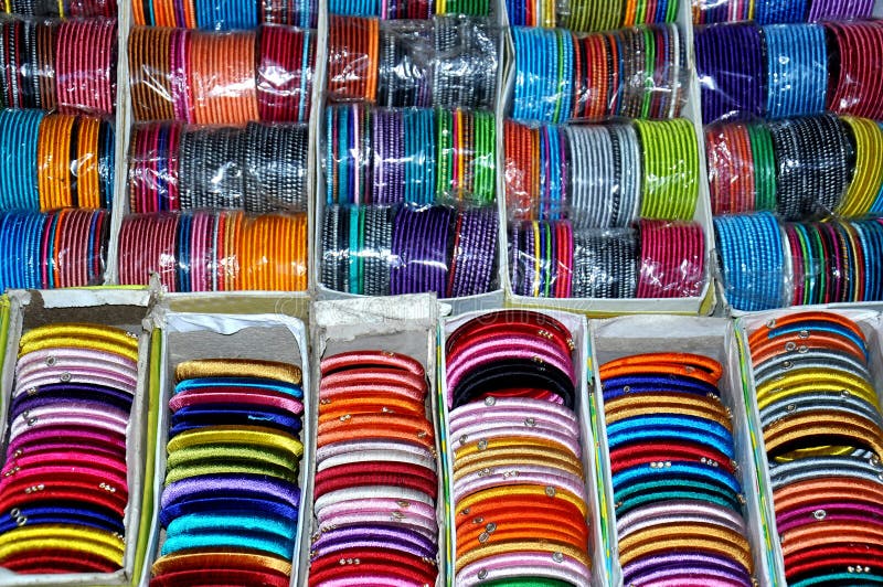 Handmade colorful bangles royalty free stock photos