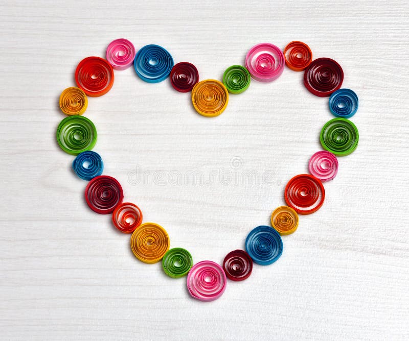 Handmade colorful paper heart stock photography