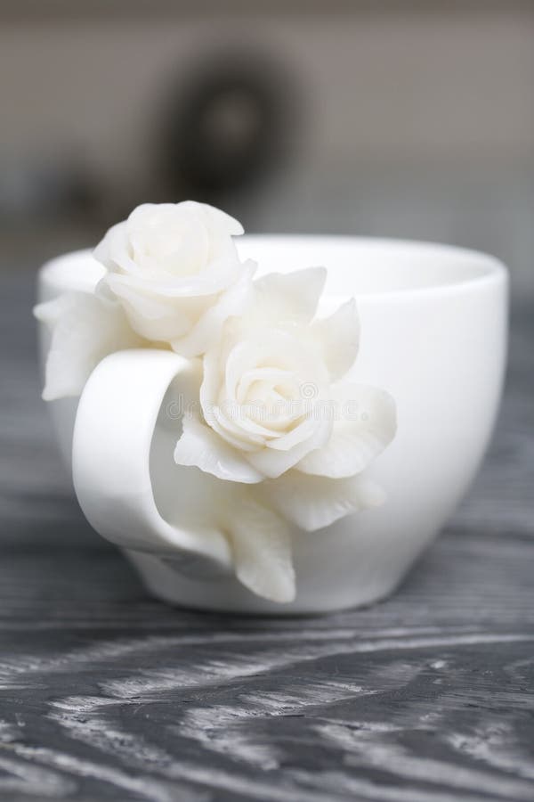 Handmade Cup Decorated with Polymer Clay Roses. Jewelry Made of White  Polymer Clay Stock Image - Image of jewelry, white: 189823573