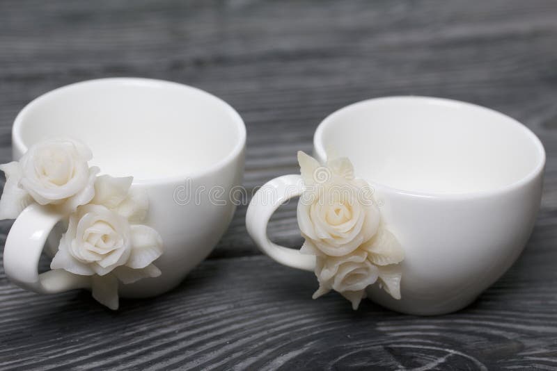 Handmade Cup Decorated with Polymer Clay Roses. Jewelry Made of White  Polymer Clay Stock Image - Image of jewelry, white: 189823573