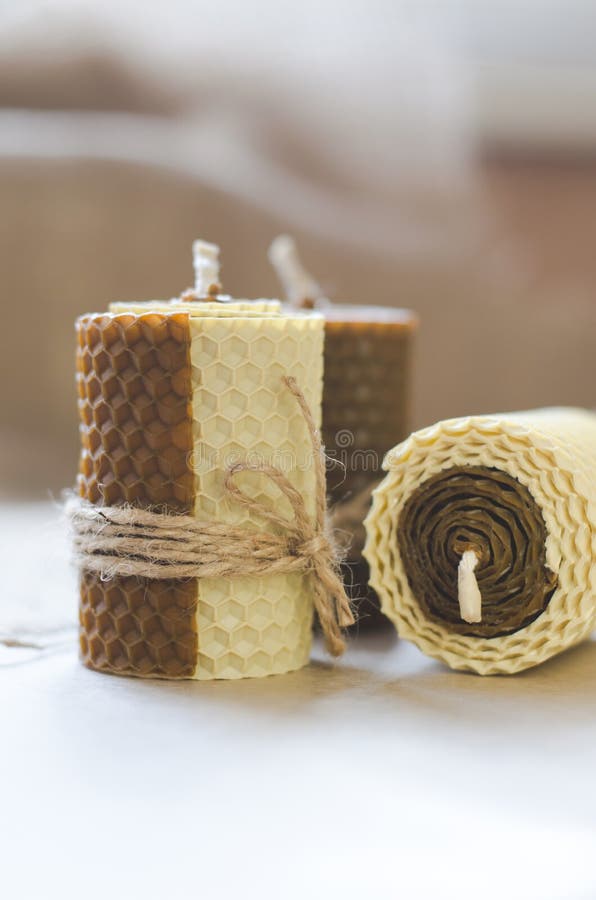 Handmade Decorative Wax Candles with Honey Aroma. Stock Image Image