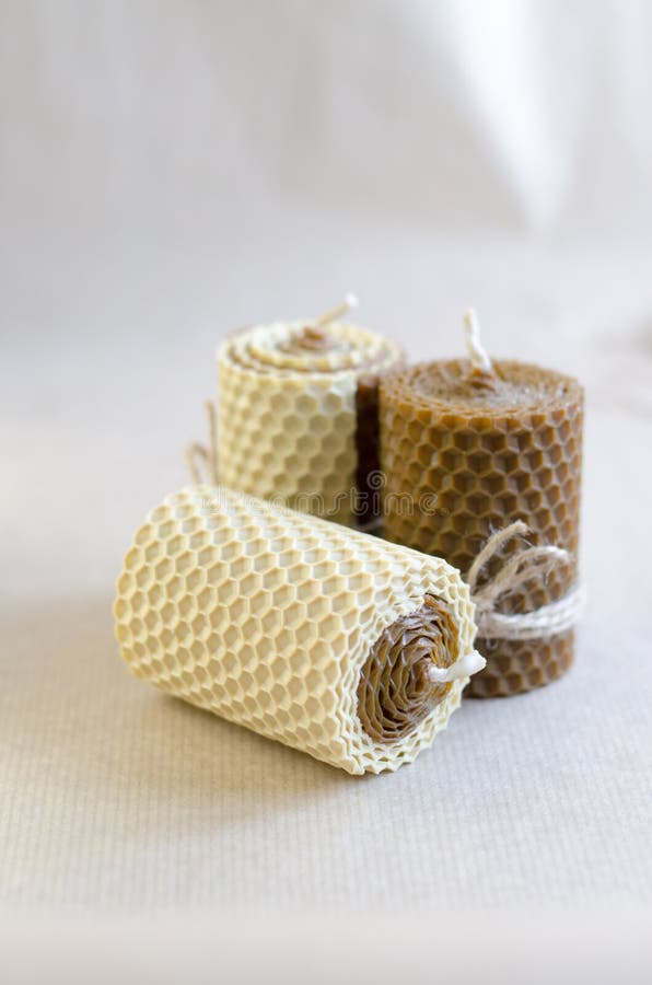 Handmade Decorative Wax Candles with Honey Aroma. Stock Photo Image of decor, candles 213968072