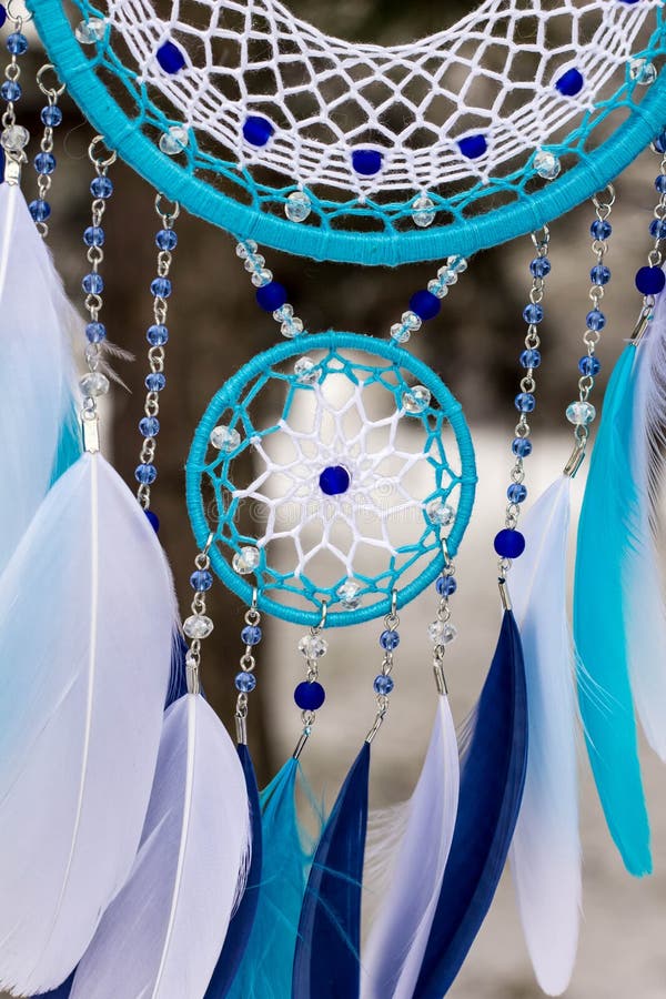 Handmade Dream Catcher with Feathers Threads and Beads Rope Hanging