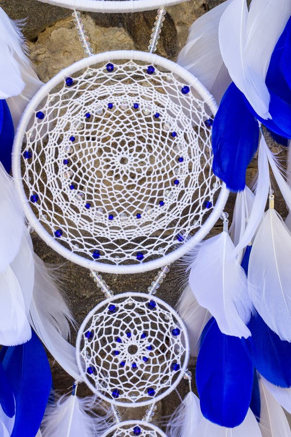 Handmade Dream Catcher with Feathers Threads and Beads Rope Hanging