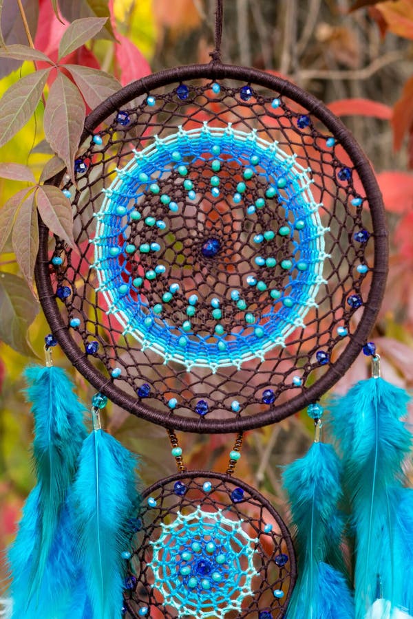 Handmade Dream Catcher with Feathers Threads and Beads Rope Hanging