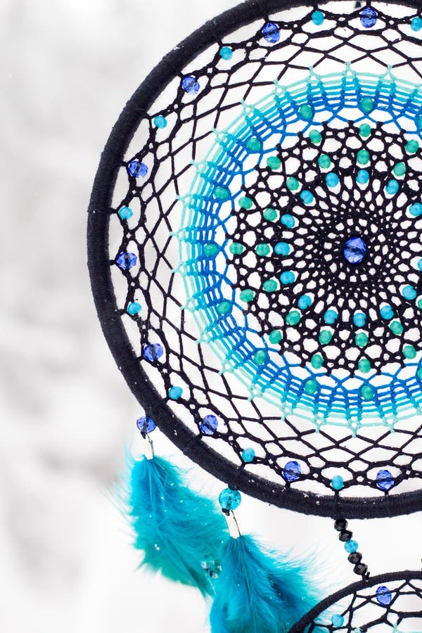 Handmade Dream Catcher With Feathers Threads And Beads Rope Hanging