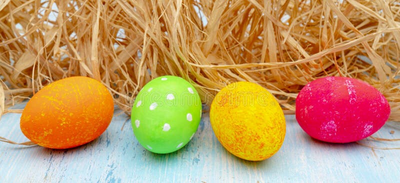 Multi-colored Easter eggs stock image. Image of green - 173204835