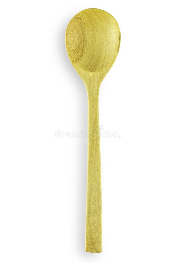 Handmade empty wooden spoon on white isolated background with clipping path in top view flat lay studio shot for natural design. Long handle wood spoon for stock images Handmade empty wooden spoon on white isolated background with clipping path in top view flat lay studio shot for natural design. Long handle wood spoon for stock images