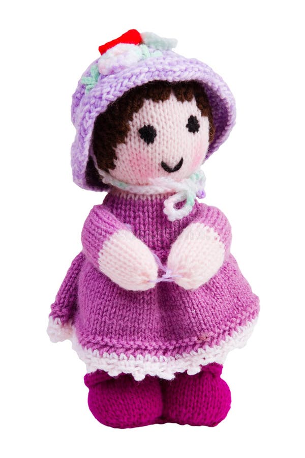 Handmade knit toy, pink doll