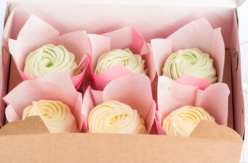 Handmade Marshmallows from Natural Ingredients Isolated Stock Image