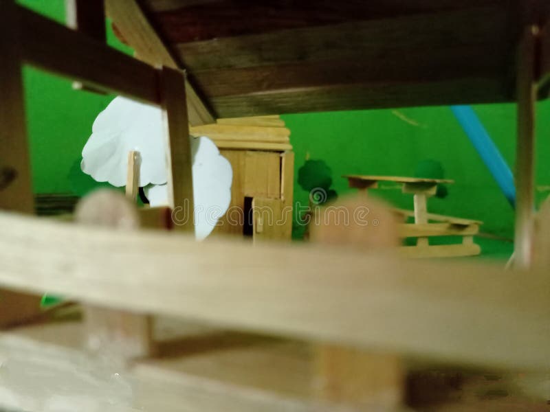 Handmade Miniature House Projects DIY Stock Photo Image of stick