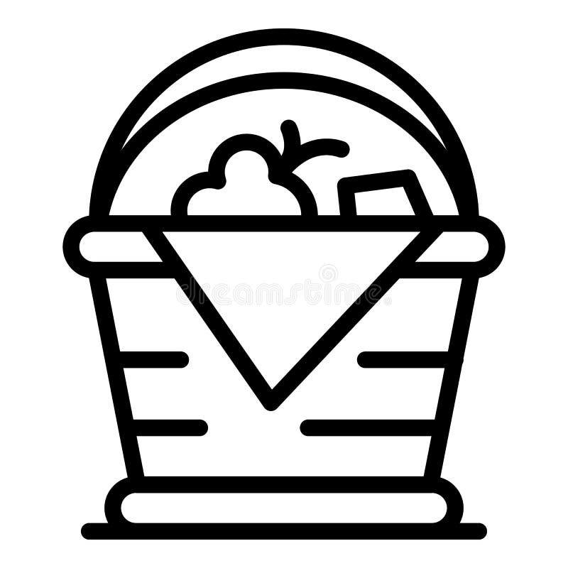 Handmade Picnic Basket Icon, Outline Style Stock Vector Illustration